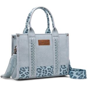 Wrangler Light Blue Leopard Tote Bag